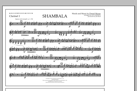 Jay Dawson Shambala - Clarinet 1 Sheet Music Notes & Chords for Marching Band - Download or Print PDF