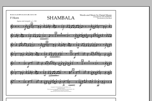 Jay Dawson Shambala - F Horn Sheet Music Notes & Chords for Marching Band - Download or Print PDF