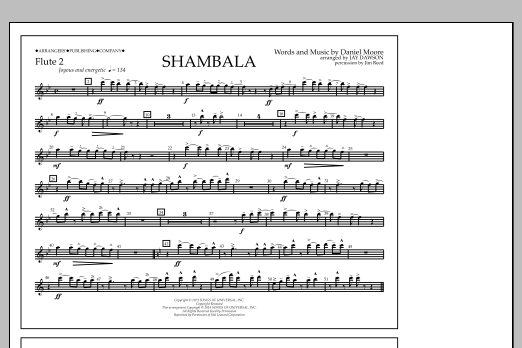 Jay Dawson Shambala - Flute 2 Sheet Music Notes & Chords for Marching Band - Download or Print PDF