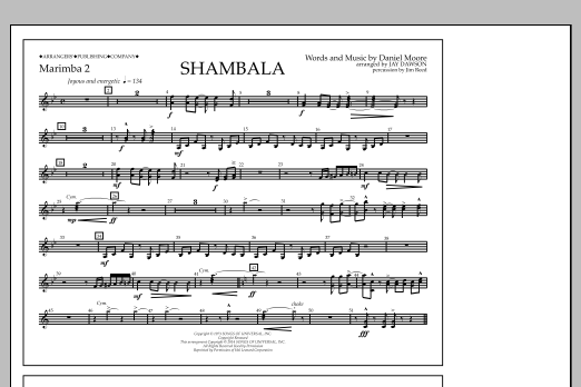 Jay Dawson Shambala - Marimba 2 Sheet Music Notes & Chords for Marching Band - Download or Print PDF