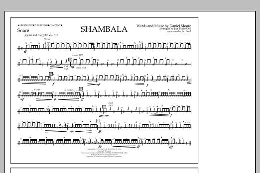 Jay Dawson Shambala - Snare Sheet Music Notes & Chords for Marching Band - Download or Print PDF
