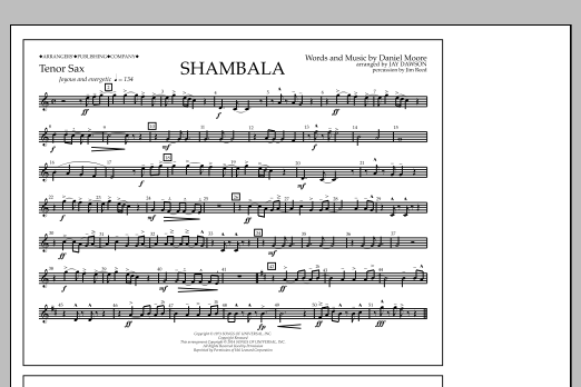 Jay Dawson Shambala - Tenor Sax Sheet Music Notes & Chords for Marching Band - Download or Print PDF