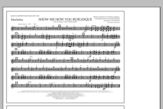 Jay Dawson Show Me How You Burlesque - Marimba Sheet Music Notes & Chords for Marching Band - Download or Print PDF