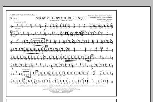 Jay Dawson Show Me How You Burlesque - Snare Sheet Music Notes & Chords for Marching Band - Download or Print PDF