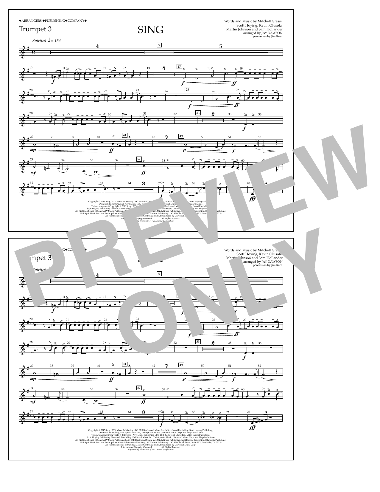 Jay Dawson Sing - Trumpet 3 Sheet Music Notes & Chords for Marching Band - Download or Print PDF Jay Dawson Sing - Trumpet 3 Sheet Music Notes & Chords for Marching Band - Download or Print PDF