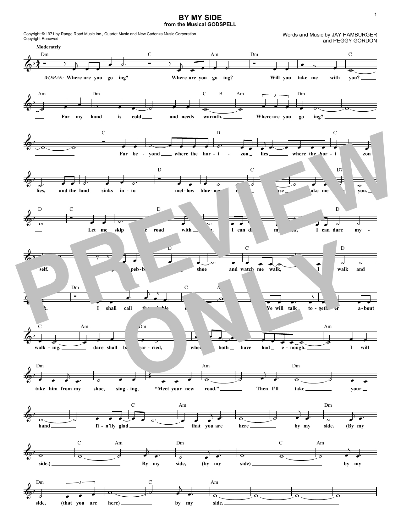 Jay Hamburger By My Side Sheet Music Notes & Chords for Melody Line, Lyrics & Chords - Download or Print PDF