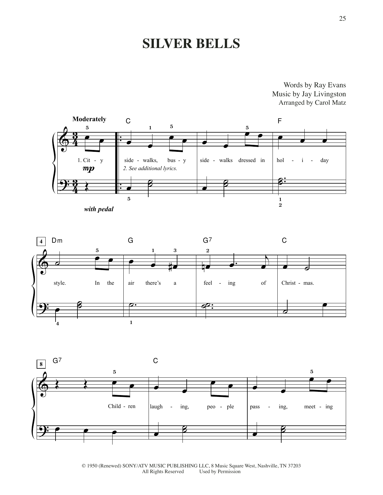 Jay Livingston & Ray Evans Silver Bells (arr. Carol Matz) Sheet Music Notes & Chords for Big Note Piano - Download or Print PDF