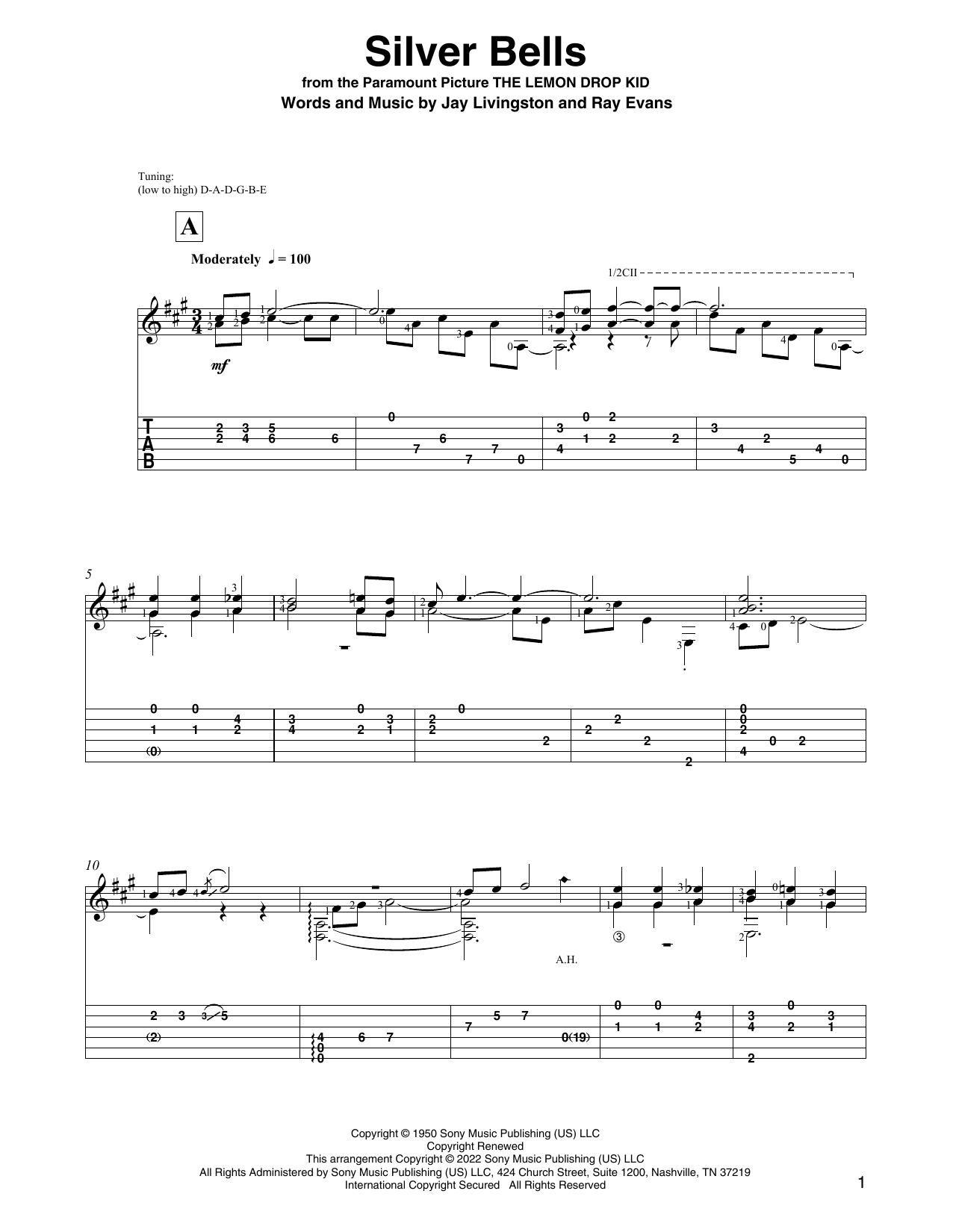 Jay Livingston & Ray Evans Silver Bells (arr. David Jaggs) Sheet Music Notes & Chords for Solo Guitar - Download or Print PDF