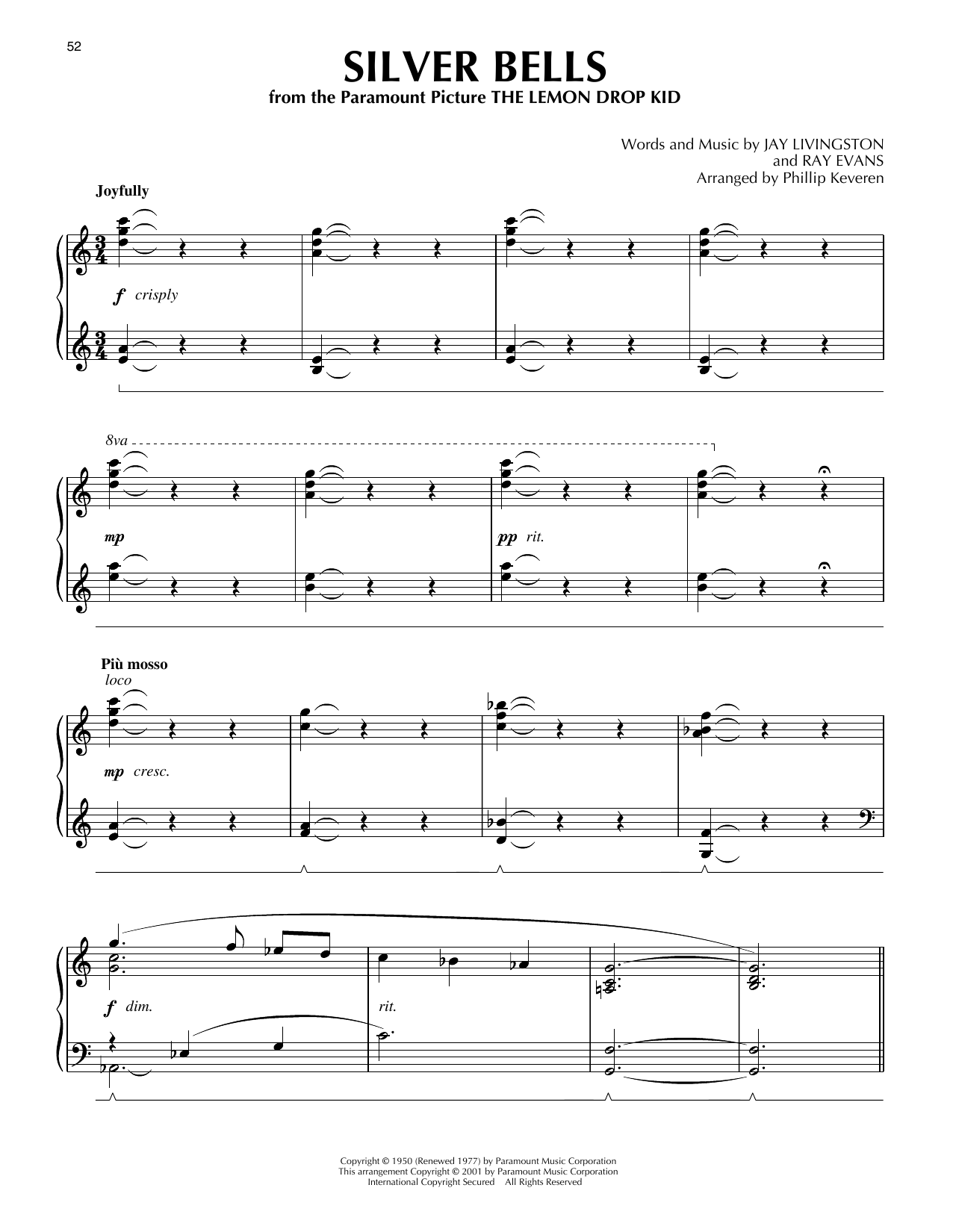 Jay Livingston & Ray Evans Silver Bells [Jazz version] (arr. Phillip Keveren) Sheet Music Notes & Chords for Piano Solo - Download or Print PDF