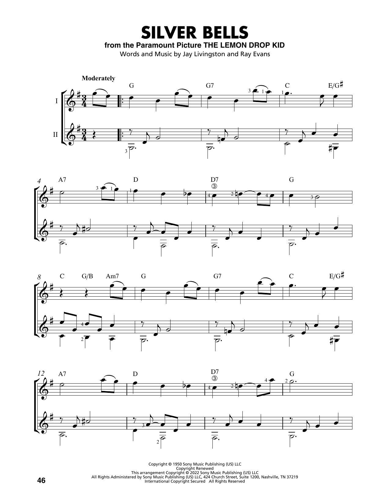 Jay Livingston Silver Bells (arr. Mark Phillips) Sheet Music Notes & Chords for Easy Guitar Tab - Download or Print PDF