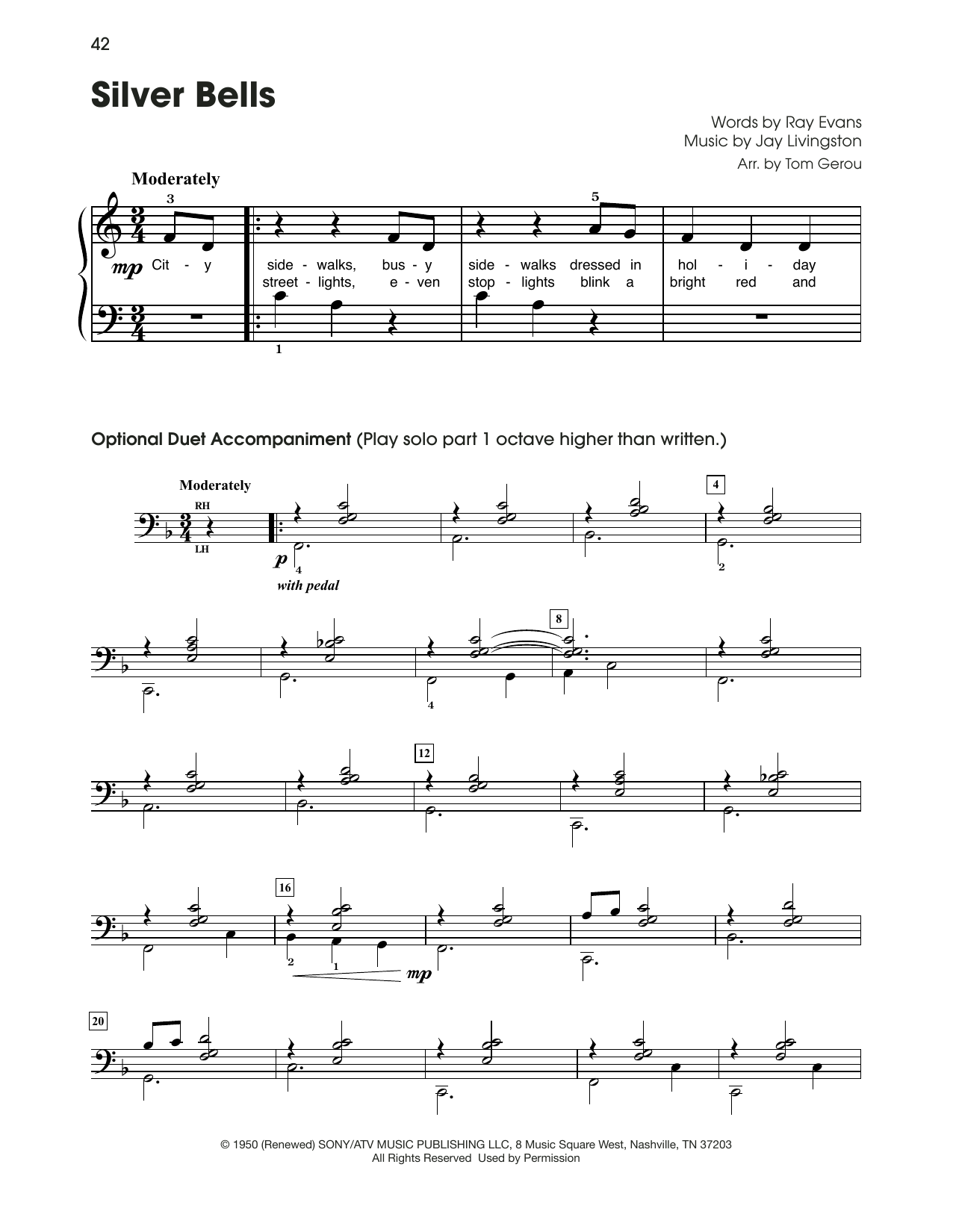 Jay Livingston Silver Bells (arr. Tom Gerou) Sheet Music Notes & Chords for 5-Finger Piano - Download or Print PDF