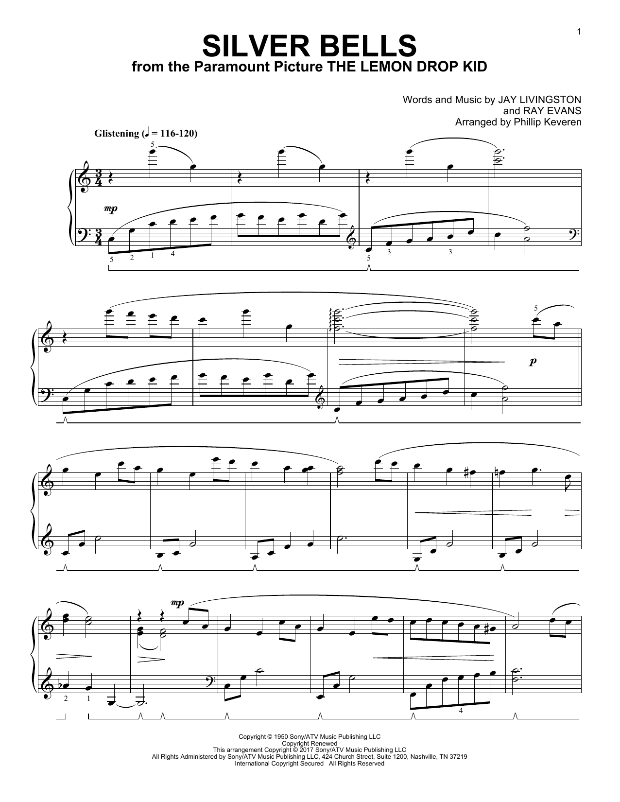Jay Livingston Silver Bells [Classical version] (arr. Phillip Keveren) Sheet Music Notes & Chords for Piano - Download or Print PDF