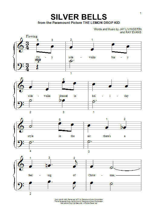 Jay Livingston Silver Bells Sheet Music Notes & Chords for Piano Solo - Download or Print PDF