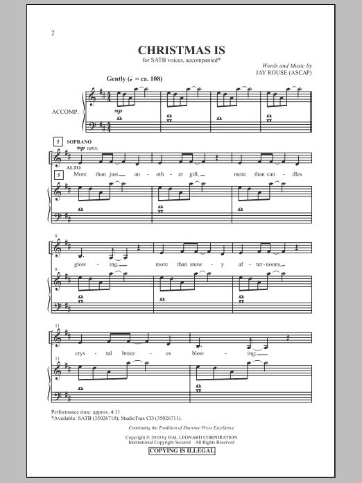 Jay Rouse Christmas Is Sheet Music Notes & Chords for SATB - Download or Print PDF