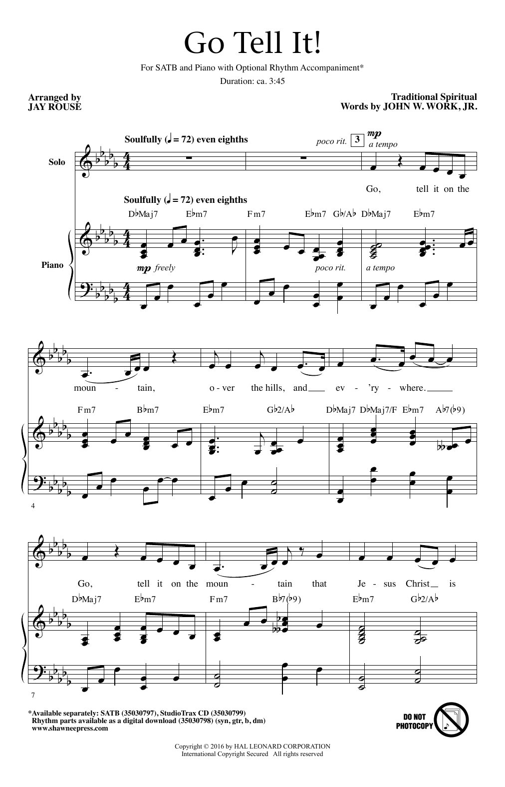 Jay Rouse Go Tell It! Sheet Music Notes & Chords for SATB - Download or Print PDF