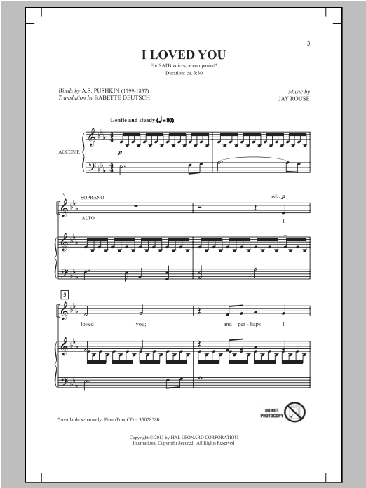 Jay Rouse I Loved You Sheet Music Notes & Chords for SATB - Download or Print PDF