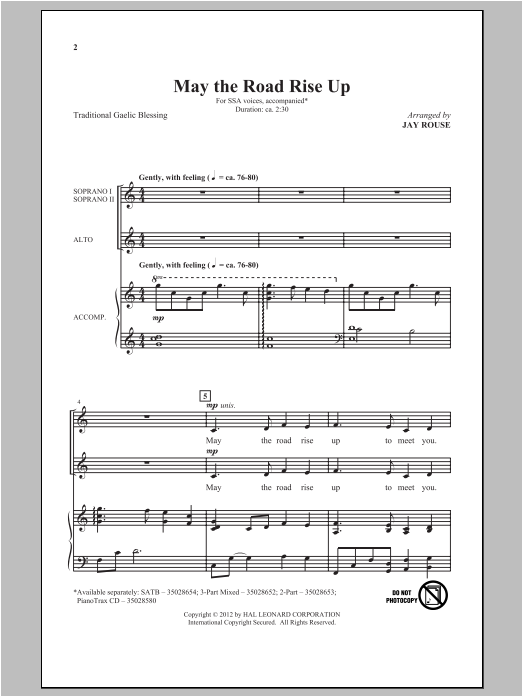 Jay Rouse May The Road Rise Up Sheet Music Notes & Chords for SATB - Download or Print PDF