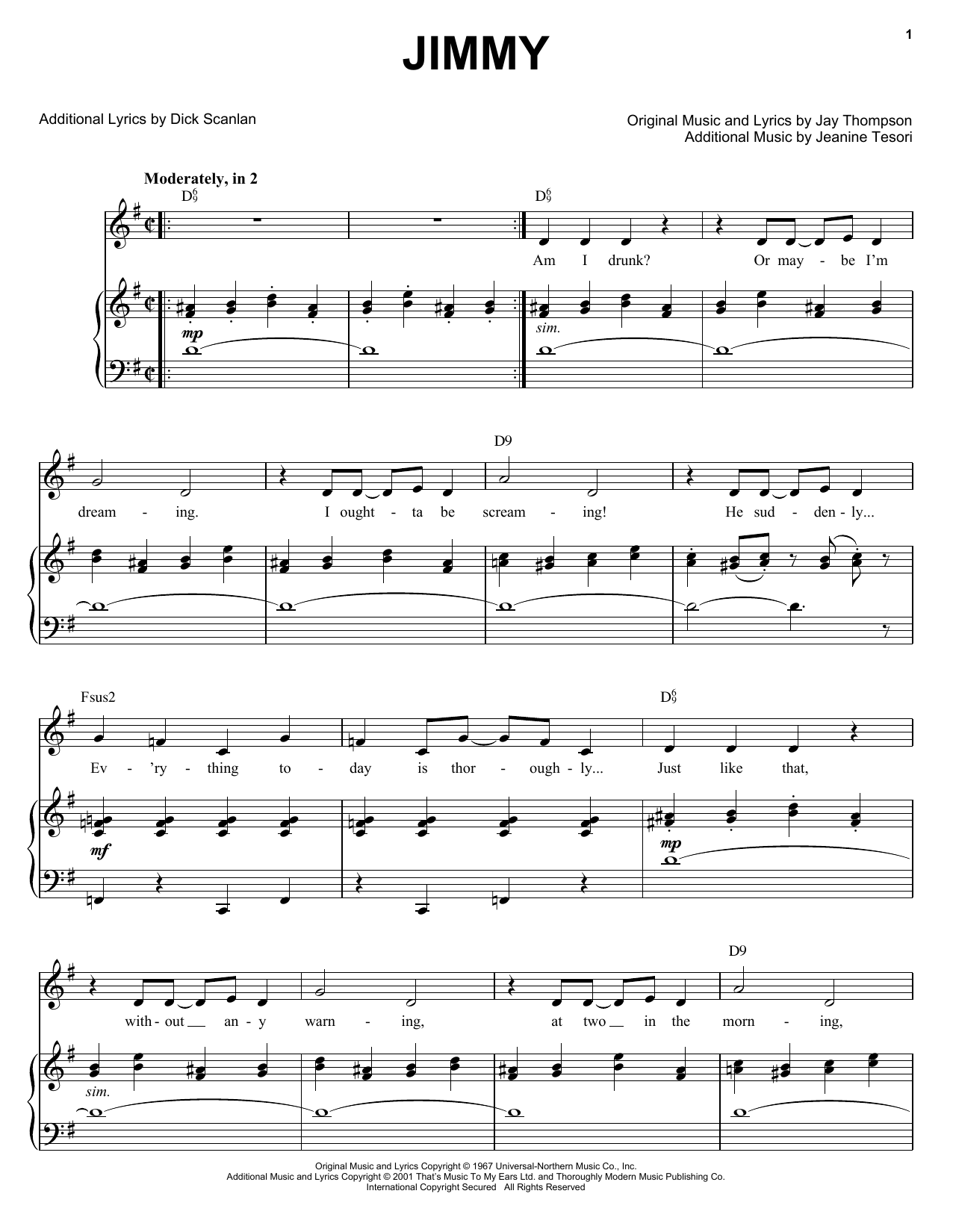 Jay Thompson Jimmy (from Thoroughly Modern Millie) Sheet Music Notes & Chords for Easy Piano - Download or Print PDF