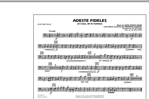 Adeste Fideles (O Come, All Ye Faithful) - Electric Bass sheet music