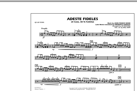 Adeste Fideles (O Come, All Ye Faithful) - Quad Toms sheet music