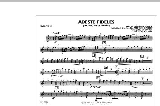 Adeste Fideles (O Come, All Ye Faithful) - Xylophone sheet music