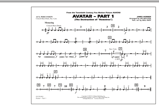 Avatar: Part 1 - Aux Percussion sheet music