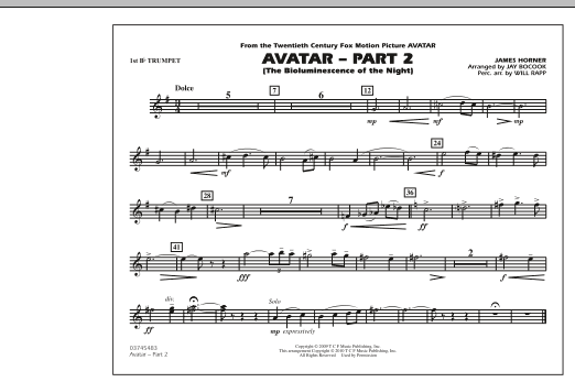 Avatar: Part 2 - 1st Bb Trumpet sheet music