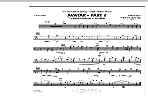 Avatar: Part 2 - 1st Trombone sheet music