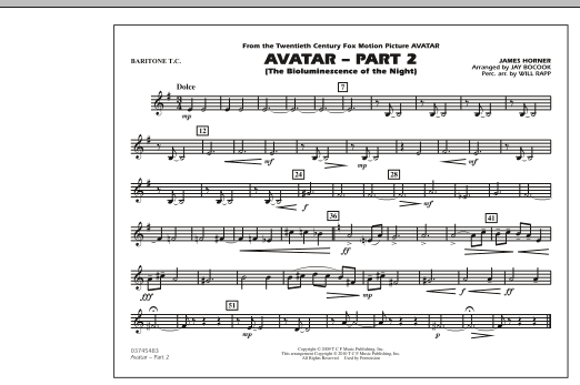 Avatar: Part 2 - Baritone T.C. sheet music