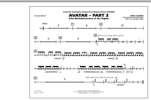 Avatar: Part 2 - Snare Drum sheet music