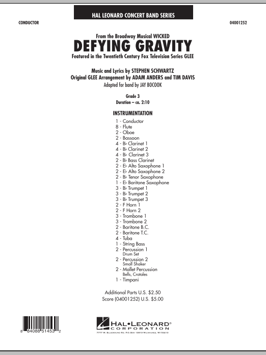Defying Gravity (from Wicked) - Conductor Score (Full Score) sheet music