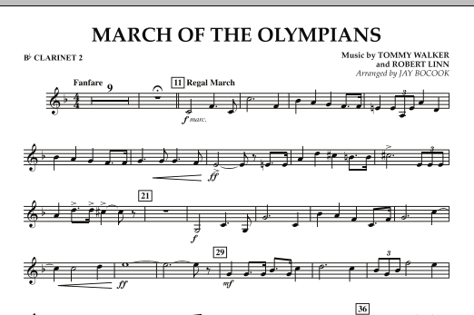March Of The Olympians - Bb Clarinet 2 sheet music