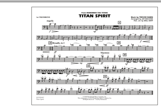 Titan Spirit (Theme from Remember The Titans) - 1st Trombone sheet music