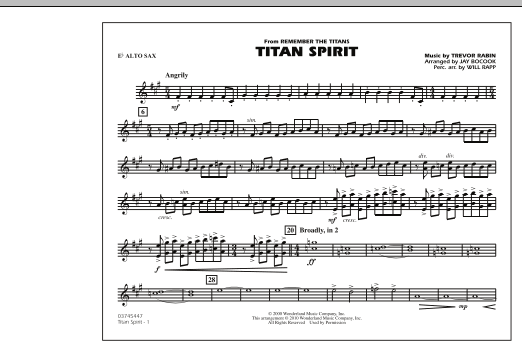 Titan Spirit (Theme from Remember The Titans) - Eb Alto Sax sheet music