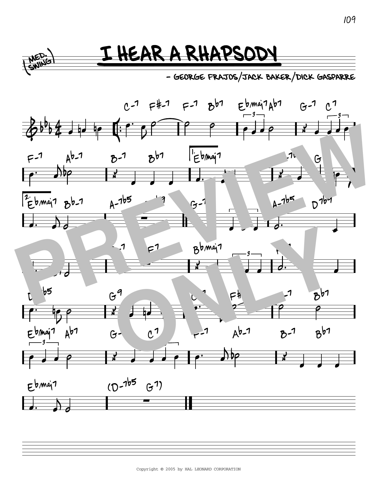 Jazz Standard I Hear A Rhapsody Sheet Music Notes & Chords for Real Book - Melody & Chords - C Instruments - Download or Print PDF Jazz Standard I Hear A Rhapsody Sheet Music Notes & Chords for Real Book - Melody & Chords - C Instruments - Download or Print PDF