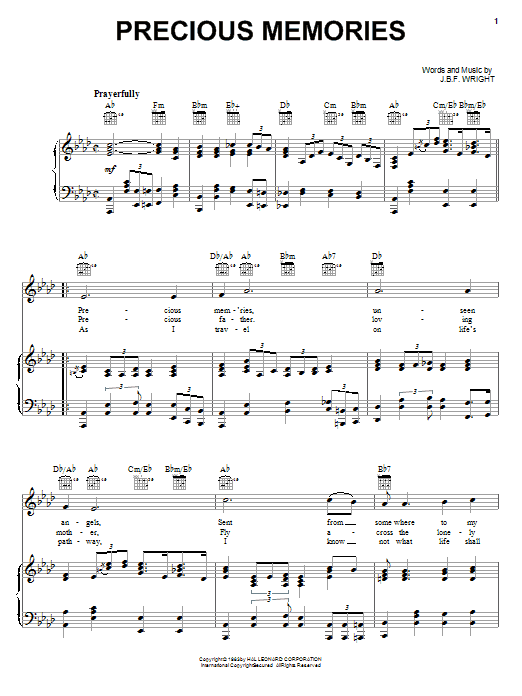 J.B.F. Wright Precious Memories Sheet Music Notes & Chords for Guitar Tab - Download or Print PDF