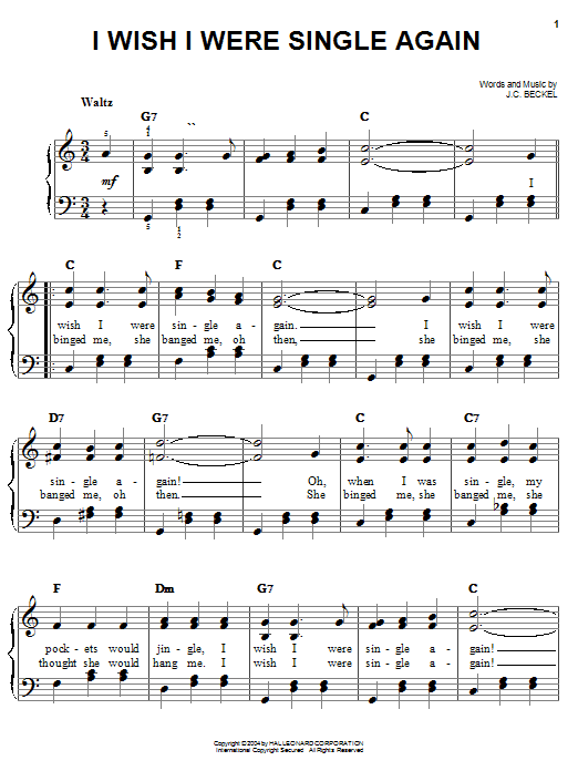 J.C. Beckel I Wish I Were Single Again Sheet Music Notes & Chords for Ukulele - Download or Print PDF