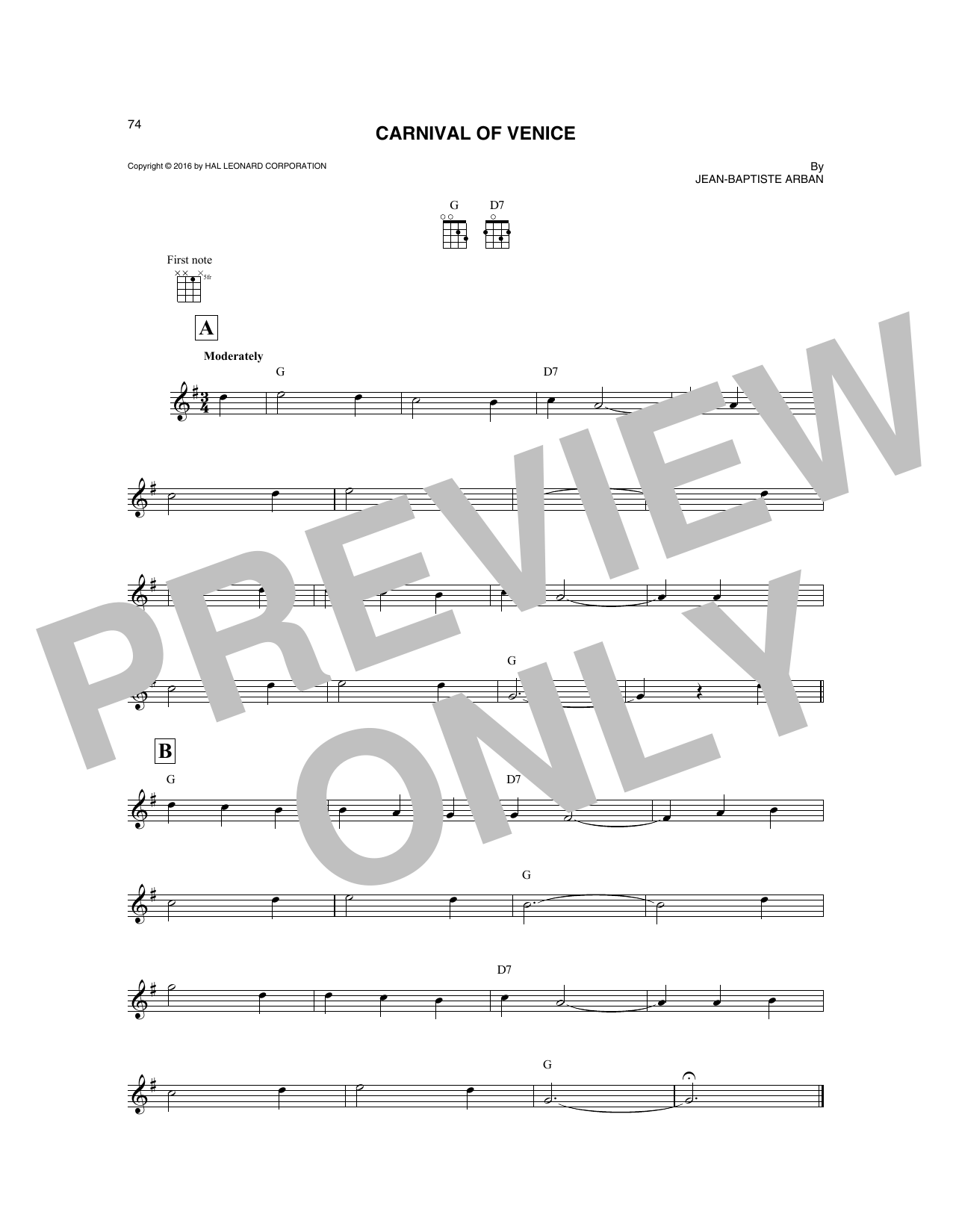 Jean-Baptiste Arban Carnival Of Venice Sheet Music Notes & Chords for Mandolin - Download or Print PDF