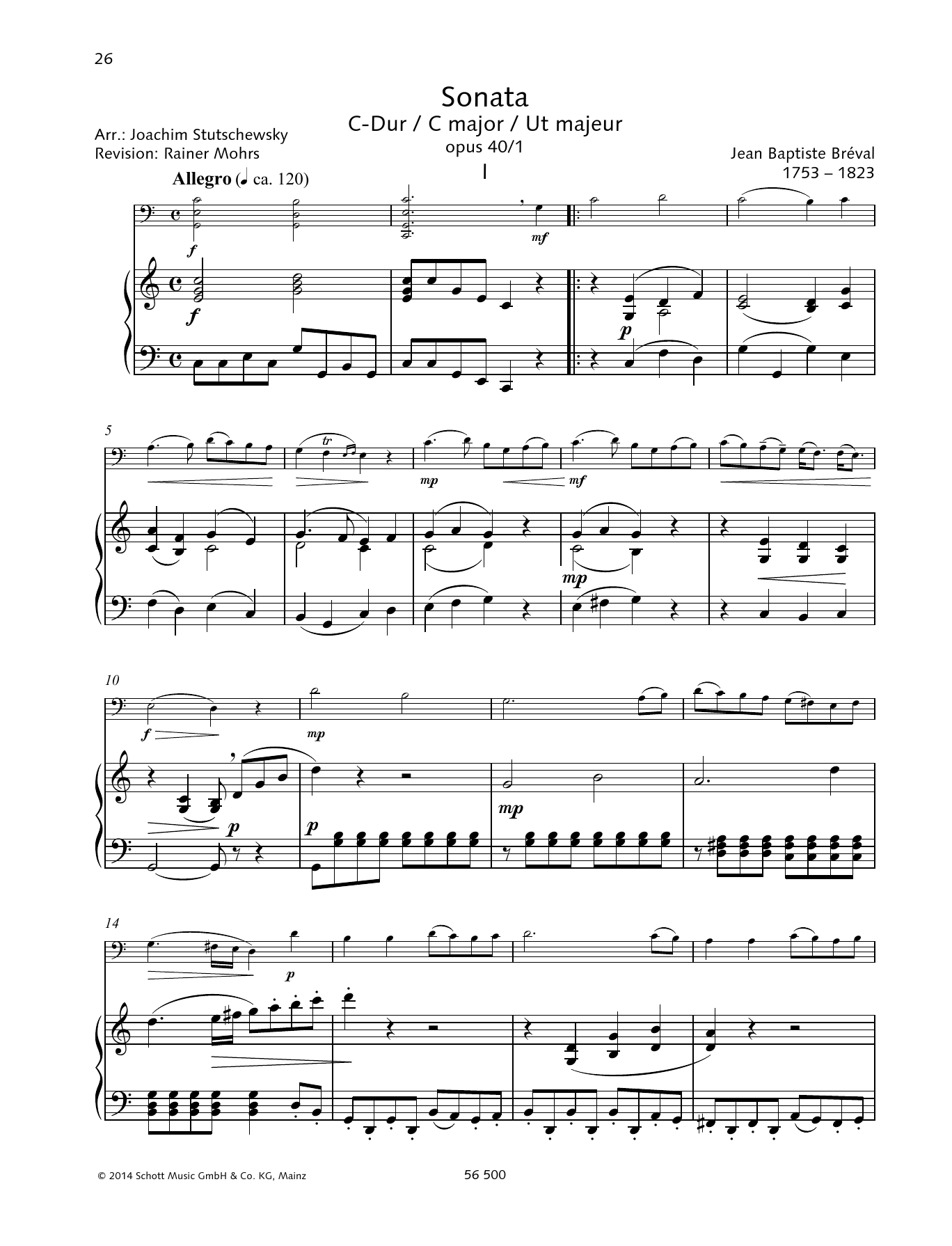 Baldassare Galuppi Sonata C Major Sheet Music Notes & Chords for String Solo - Download or Print PDF