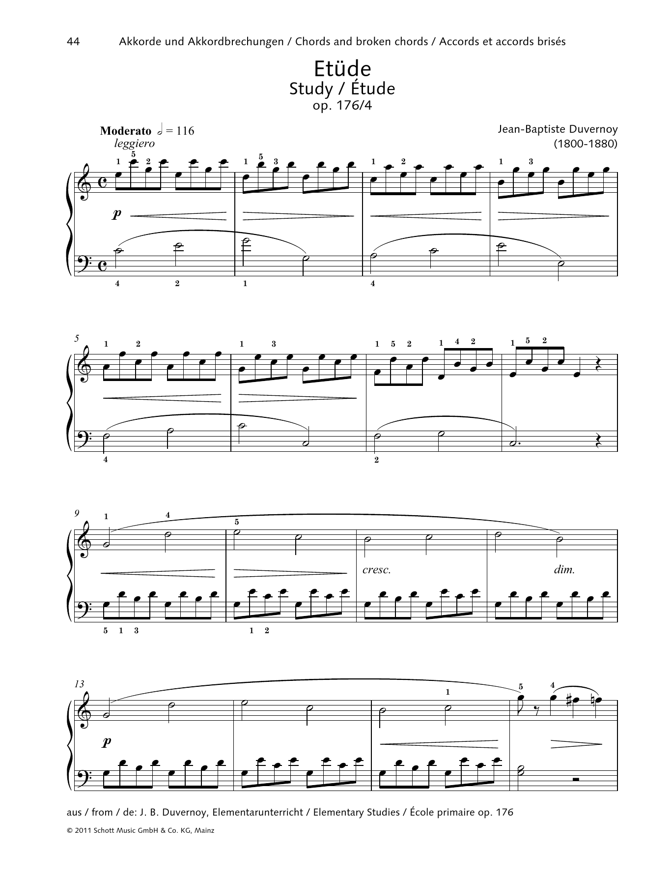 Jean-Baptiste Duvernoy Study Sheet Music Notes & Chords for Piano Solo - Download or Print PDF