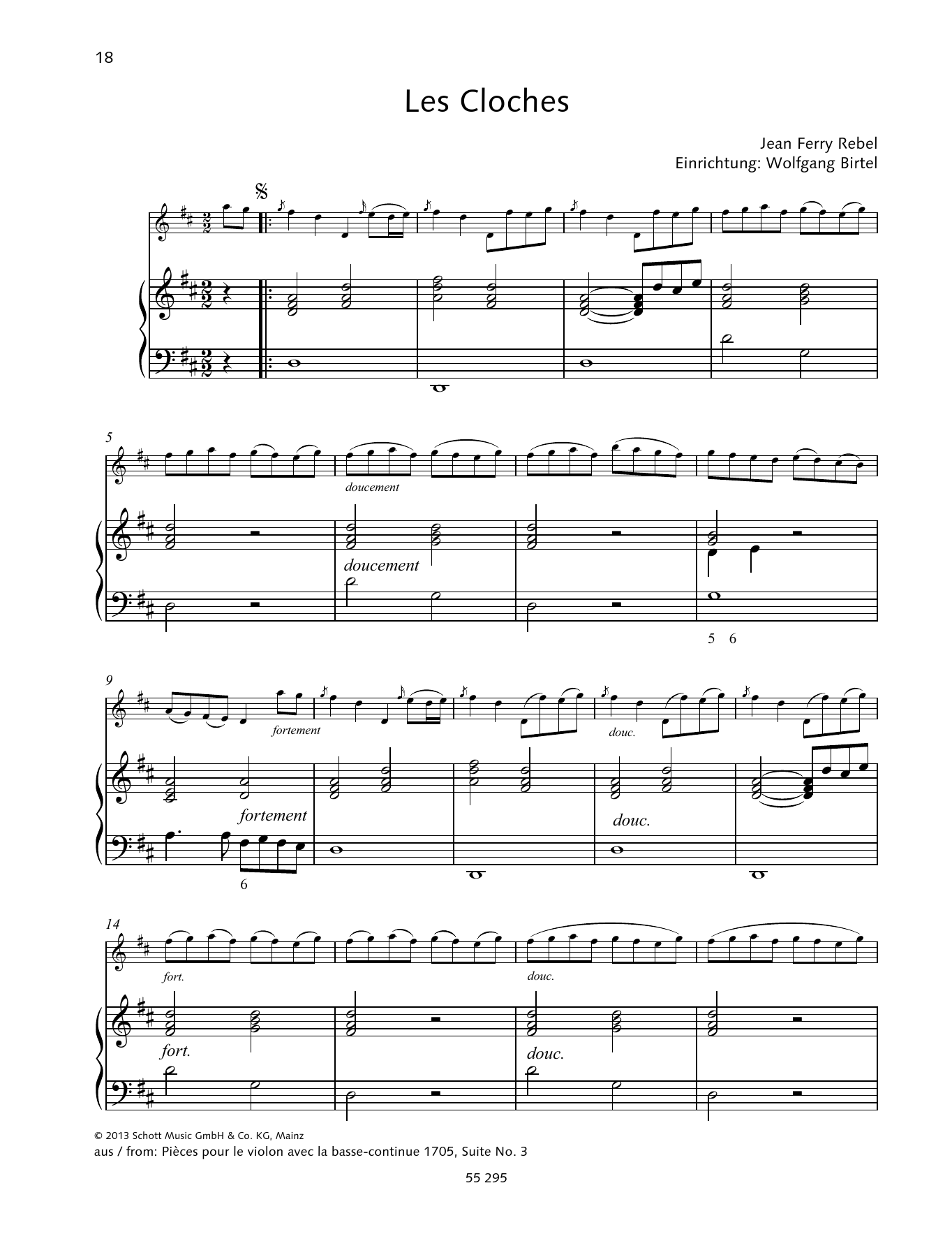 Jean-Fery Rebel Les Cloches Sheet Music Notes & Chords for String Solo - Download or Print PDF