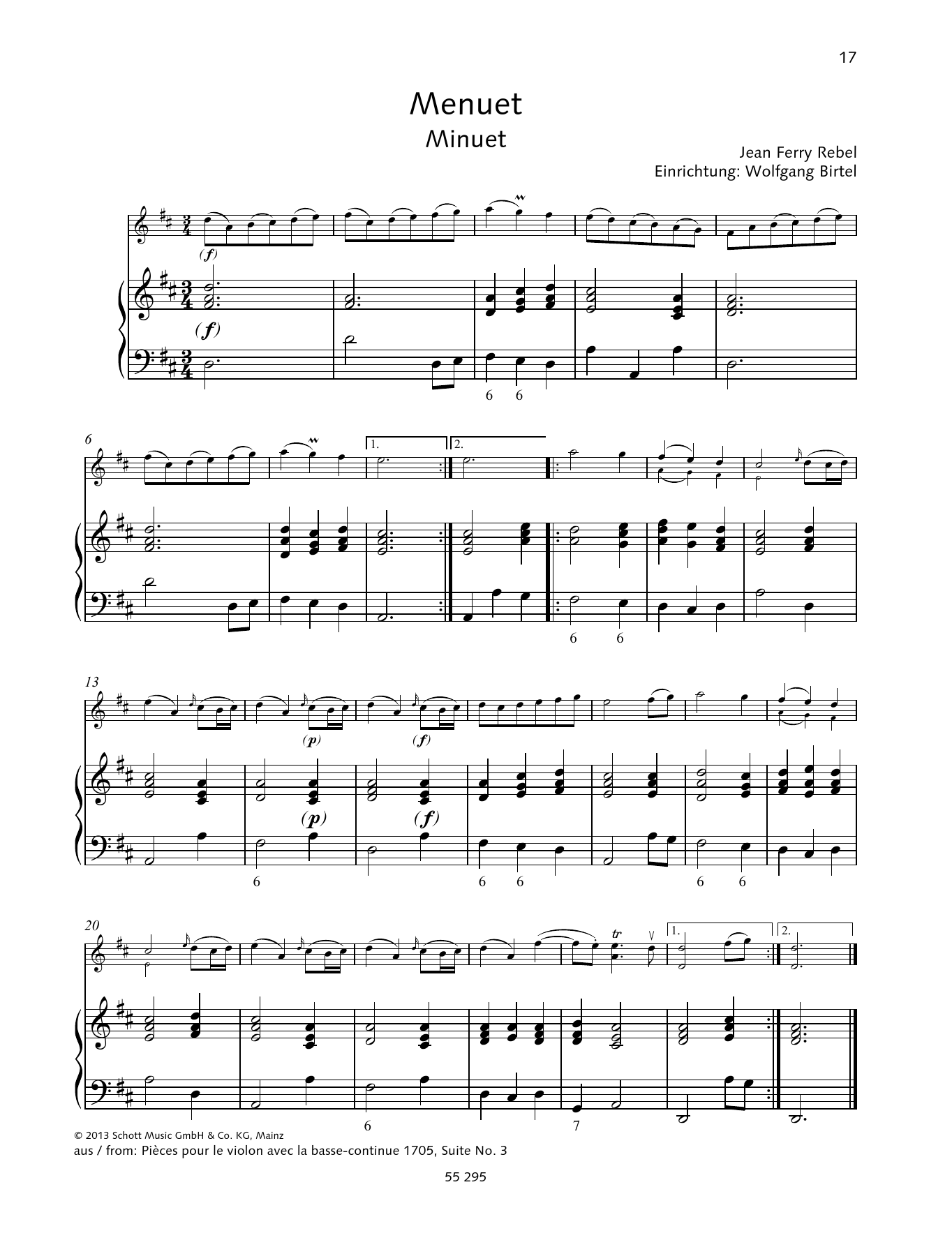 Jean-Fery Rebel Minuet Sheet Music Notes & Chords for String Solo - Download or Print PDF