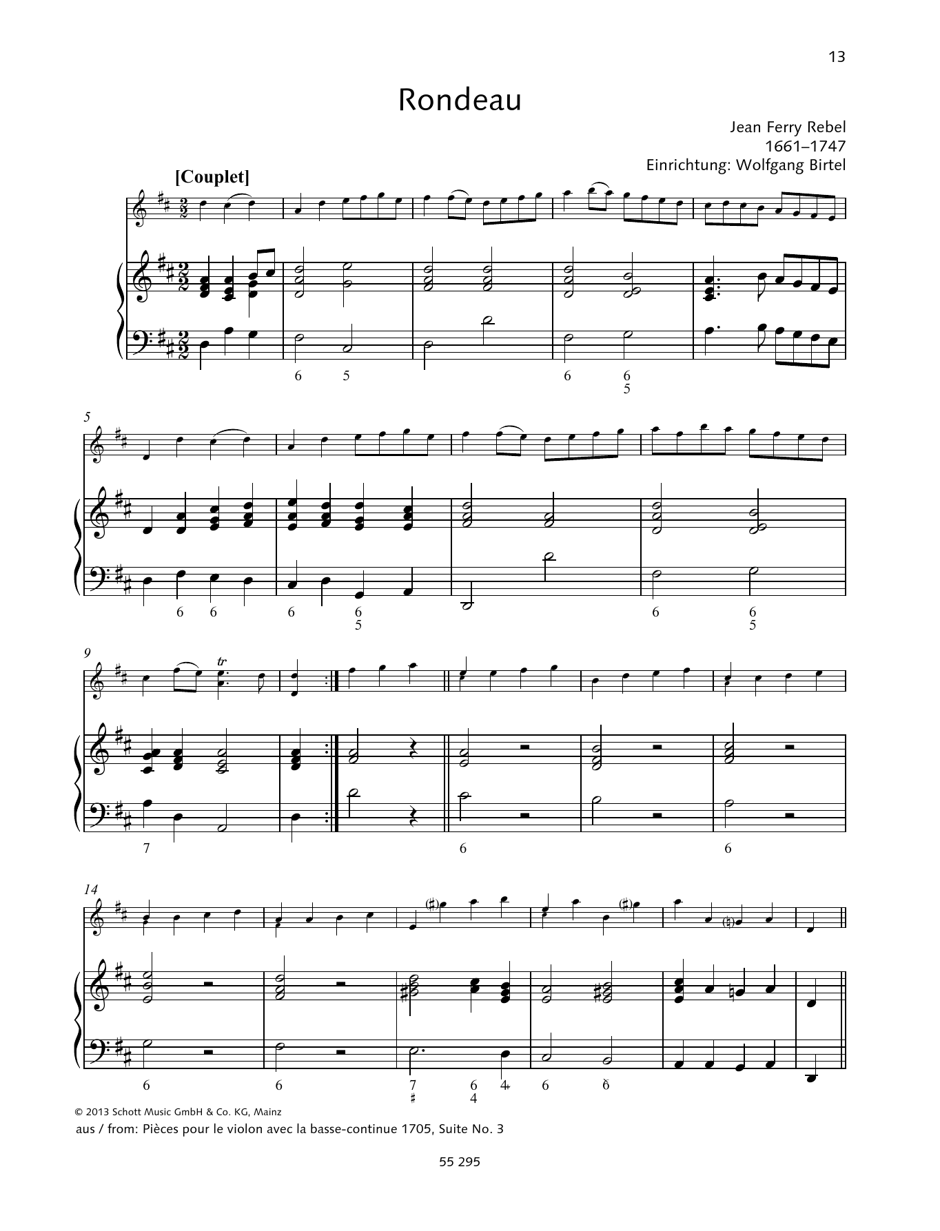 Jean-Fery Rebel Rondeau Sheet Music Notes & Chords for String Solo - Download or Print PDF