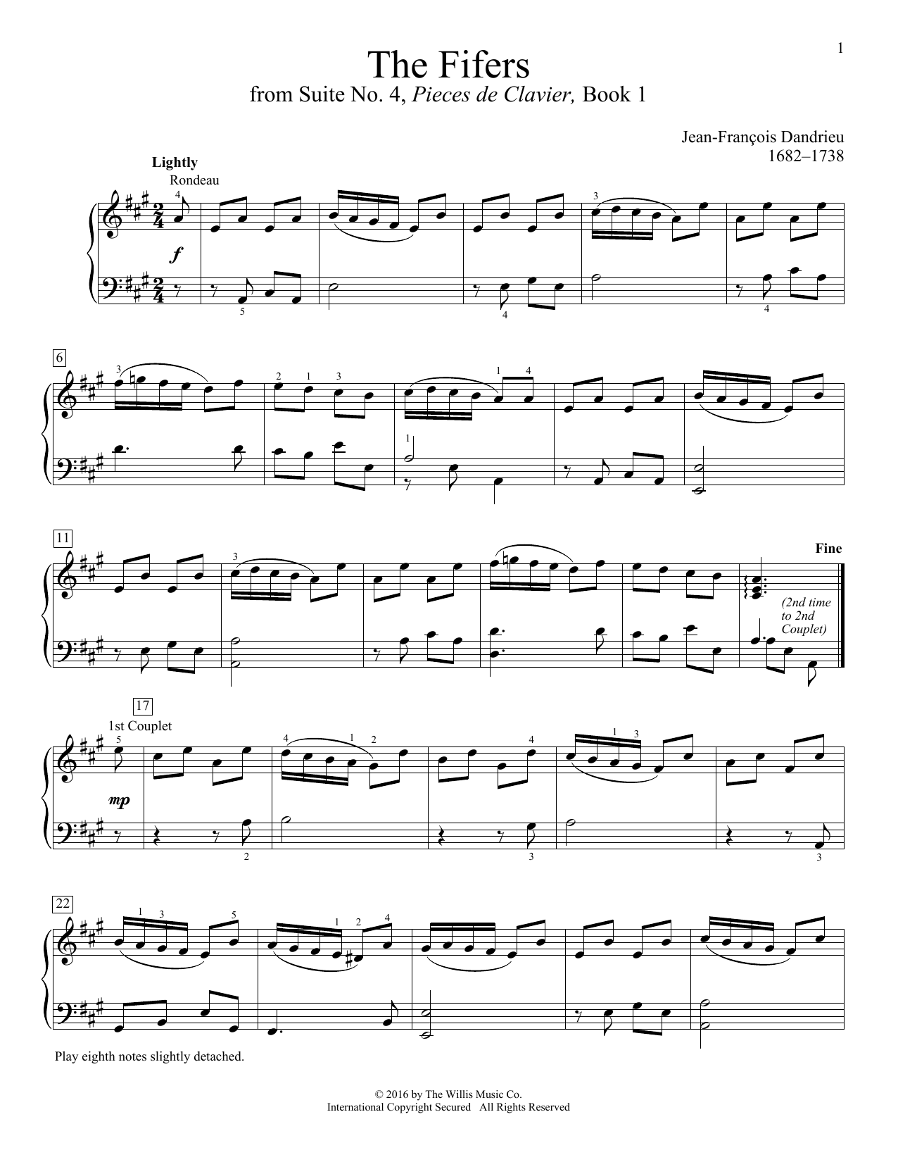 Jean-Francois Dandrieu The Fifers Sheet Music Notes & Chords for Educational Piano - Download or Print PDF