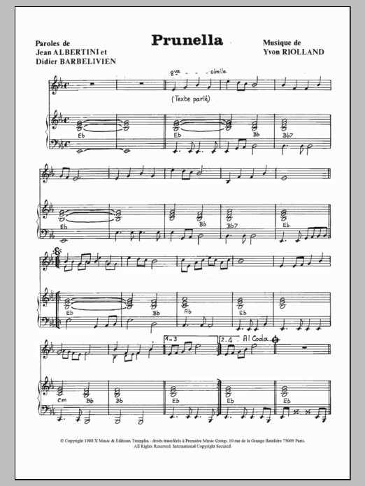 Jean-Francois Maurice Prunella Sheet Music Notes & Chords for Piano & Vocal - Download or Print PDF