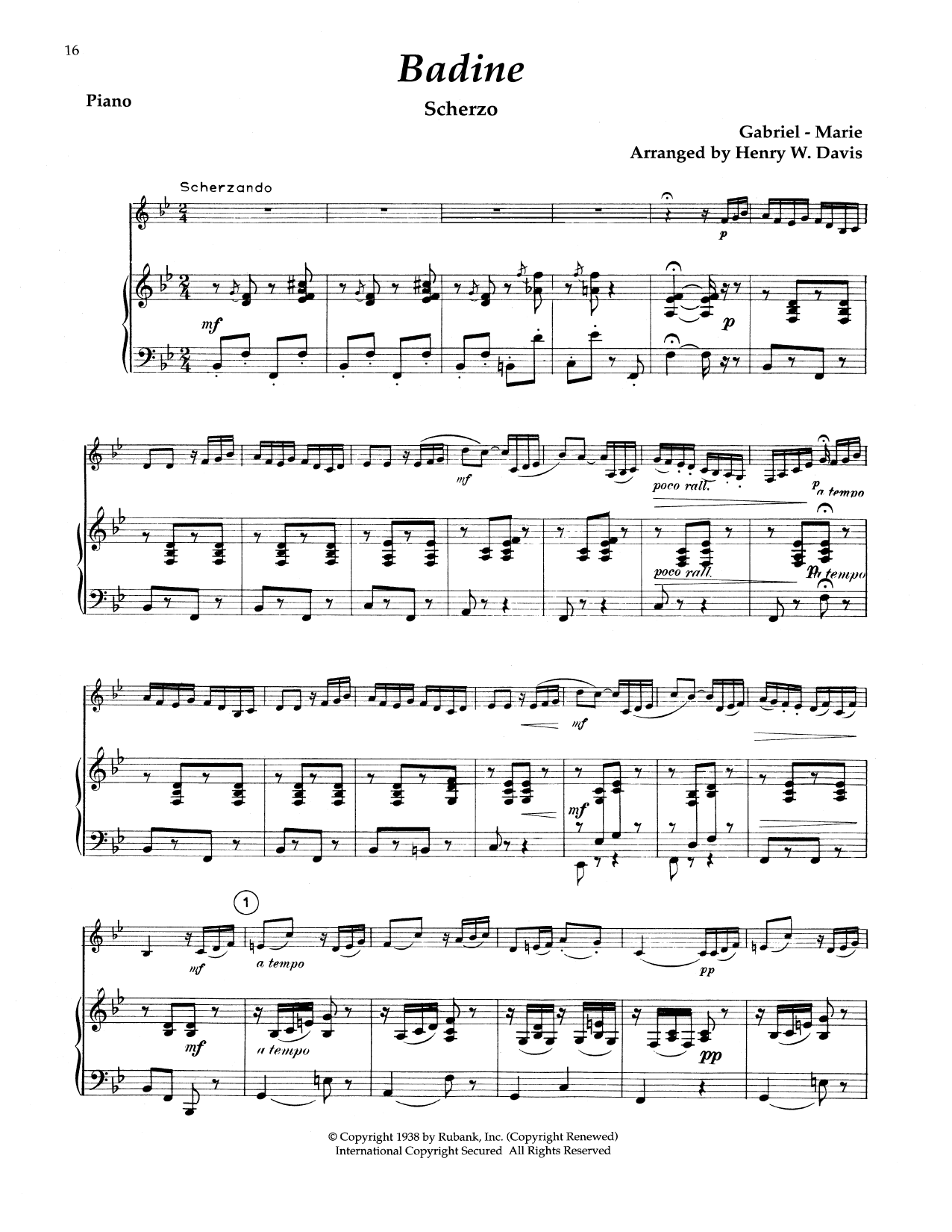 Jean Gabriel-Marie Badine (Scherzo) Sheet Music Notes & Chords for Alto Sax and Piano - Download or Print PDF