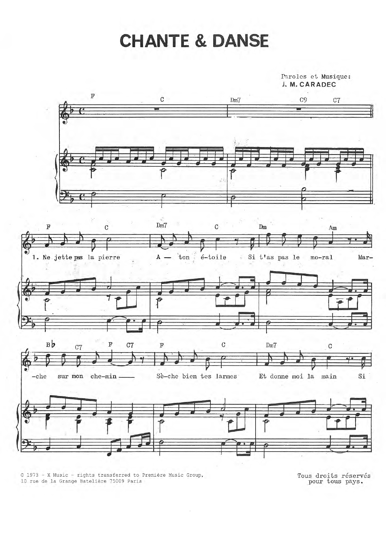 Jean-Michel Caradec Chante & Danse Sheet Music Notes & Chords for Piano & Vocal - Download or Print PDF