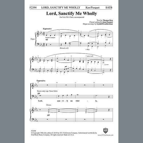 Jean Pasquet, Lord, Sanctify Me Wholly, SATB Choir