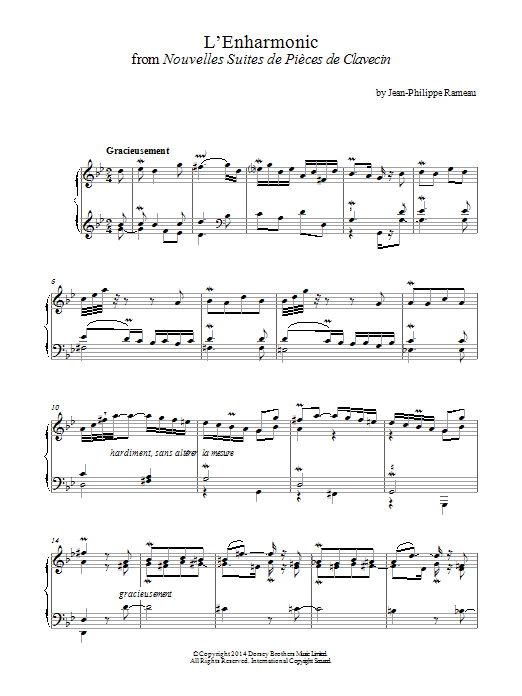 Jean-Philippe Rameau L'enharmonic From Nouvelles Suites De Pieces De Clavecin Sheet Music Notes & Chords for Piano - Download or Print PDF