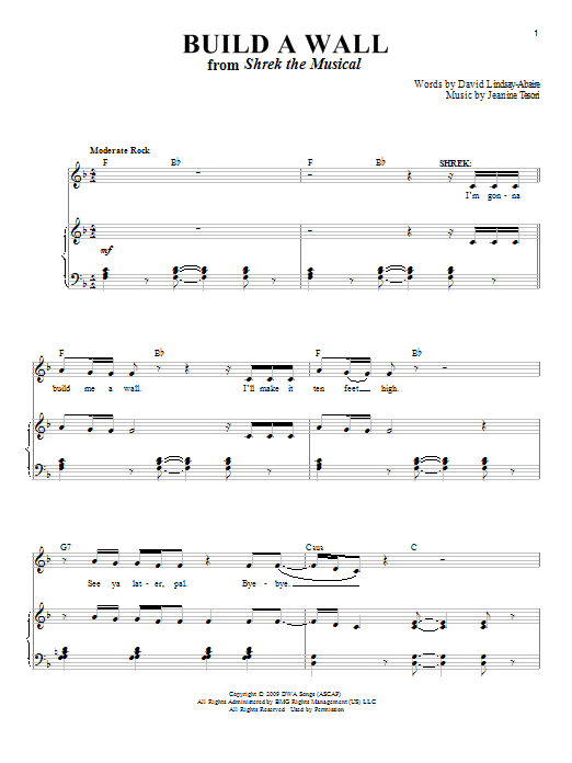 Jeanine Tesori Build A Wall Sheet Music Notes & Chords for Piano & Vocal - Download or Print PDF